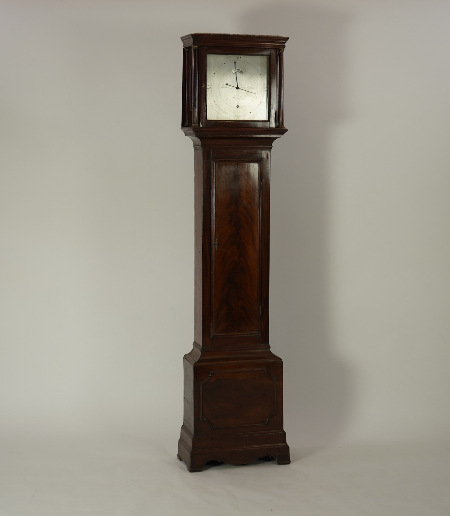 A mid 19th century mahogany eight day longcase regulator, silvered dial signed William Woodhouse, London